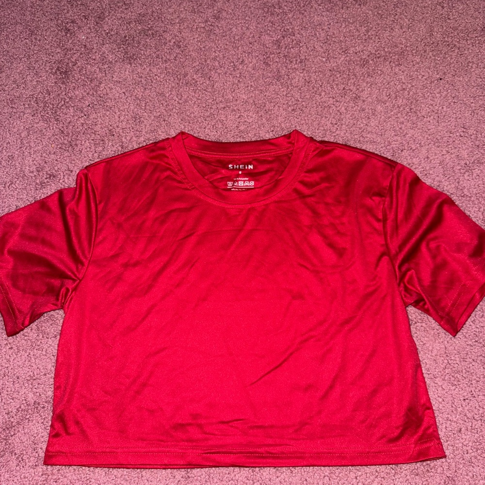 SHEIN Red Boxy Crop T-Shirt